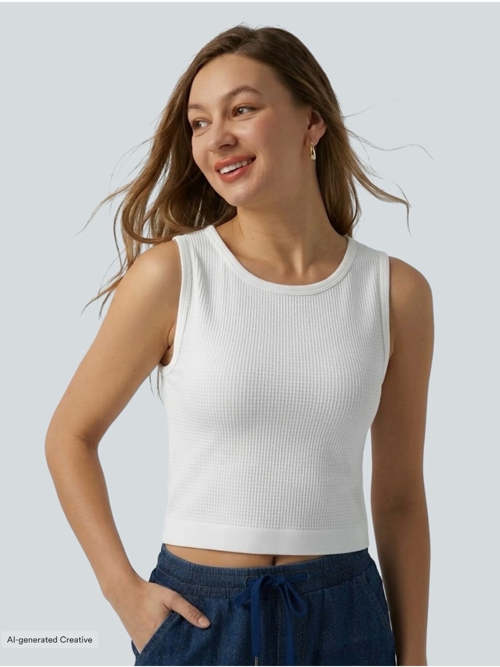 Halara OneForm Seamless Flow Waffle Cropped Casual Tank Top
